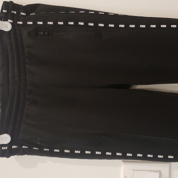 Pink Victoria Secret Black Track Pants Stripe Women's Size XS - Picture 3 of 8